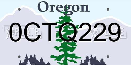 0CTQ229 Oregon License Plate