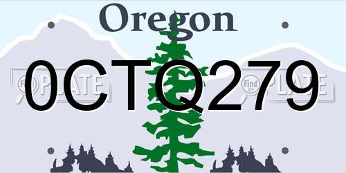 0CTQ279 Oregon License Plate