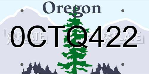 0CTQ422 Oregon License Plate