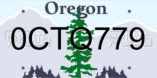 0CTQ779 Oregon License Plate