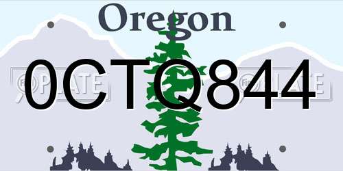 0CTQ844 Oregon License Plate