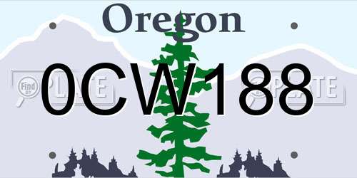 0CW188 Oregon License Plate
