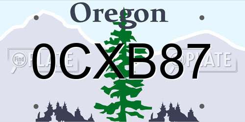 0CXB87 Oregon License Plate