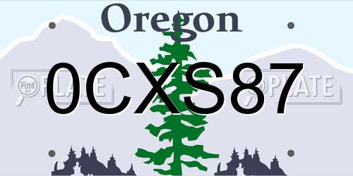 0CXS87 Oregon License Plate