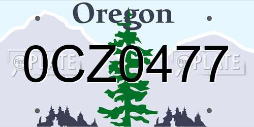 0CZ0477 Oregon License Plate