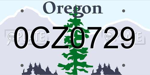 0CZ0729 Oregon License Plate