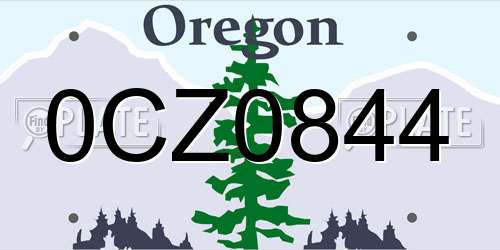 0CZ0844 Oregon License Plate