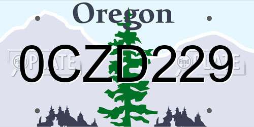 0CZD229 Oregon License Plate