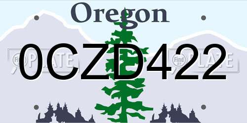 0CZD422 Oregon License Plate