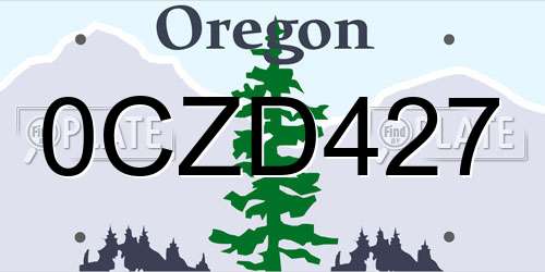 0CZD427 Oregon License Plate