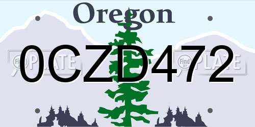 0CZD472 Oregon License Plate