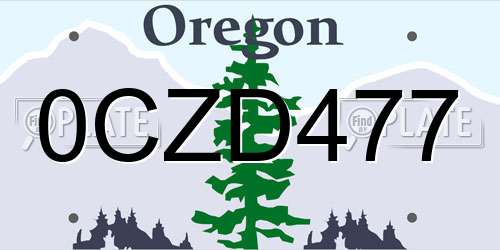 0CZD477 Oregon License Plate