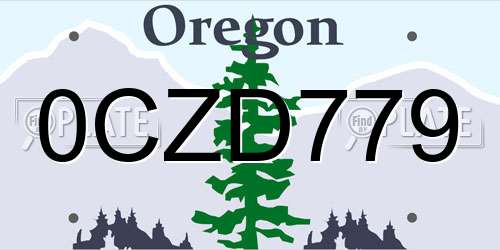 0CZD779 Oregon License Plate