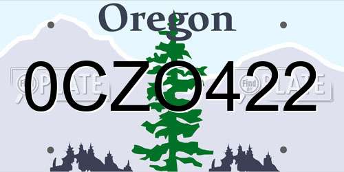 0CZO422 Oregon License Plate