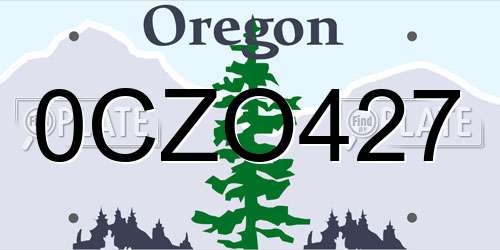 0CZO427 Oregon License Plate