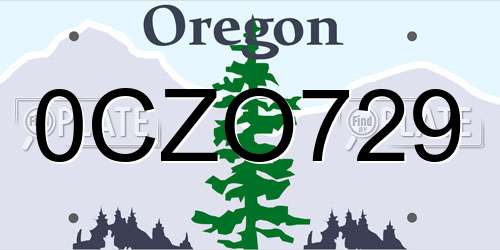 0CZO729 Oregon License Plate