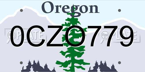 0CZO779 Oregon License Plate
