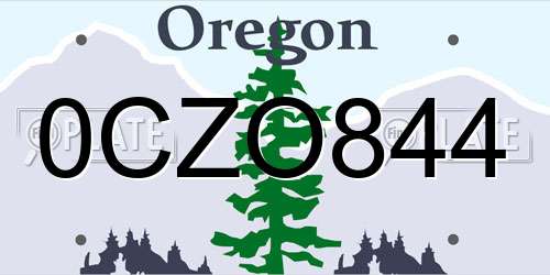0CZO844 Oregon License Plate