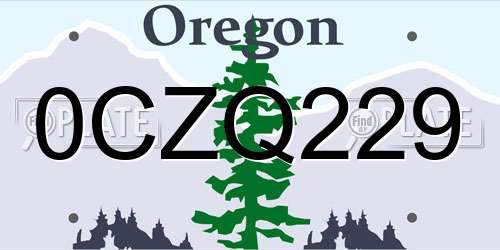 0CZQ229 Oregon License Plate