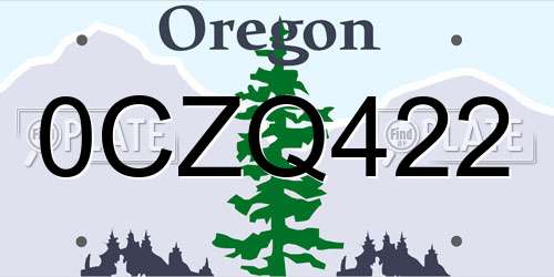0CZQ422 Oregon License Plate