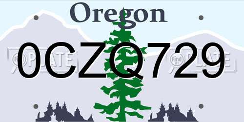 0CZQ729 Oregon License Plate