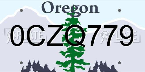 0CZQ779 Oregon License Plate