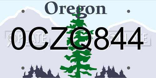 0CZQ844 Oregon License Plate