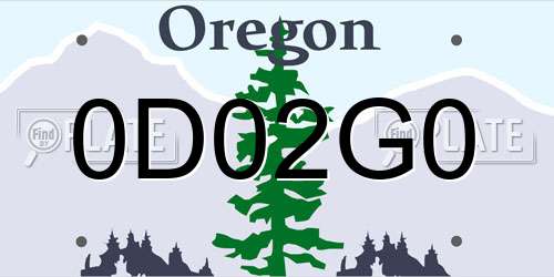 0D02G0 Oregon License Plate