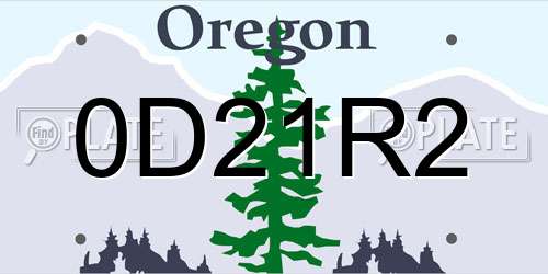 0D21R2 Oregon License Plate
