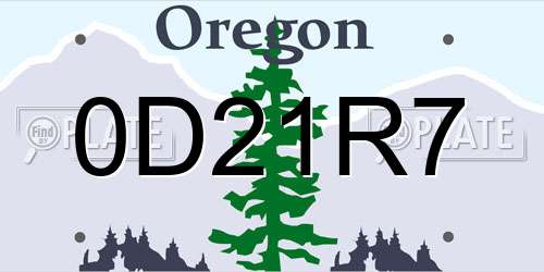 0D21R7 Oregon License Plate