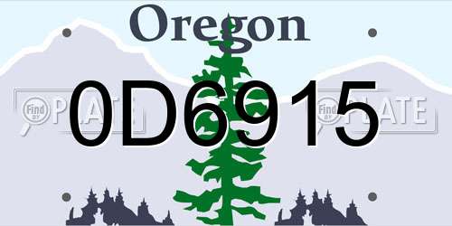 0D6915 Oregon License Plate