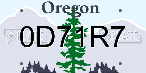 0D71R7 Oregon License Plate