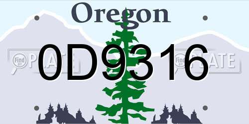 0D9316 Oregon License Plate