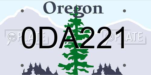 0DA221 Oregon License Plate