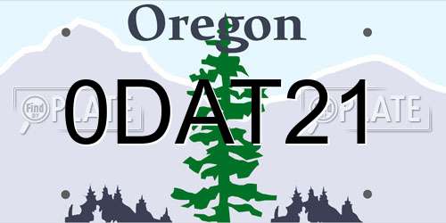 0DAT21 Oregon License Plate