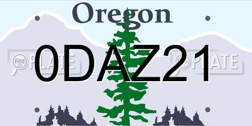 0DAZ21 Oregon License Plate