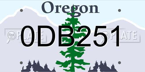0DB251 Oregon License Plate