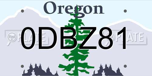 0DBZ81 Oregon License Plate
