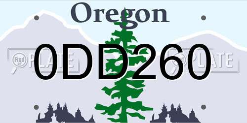 0DD260 Oregon License Plate