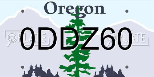 0DDZ60 Oregon License Plate