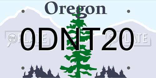 0DNT20 Oregon License Plate