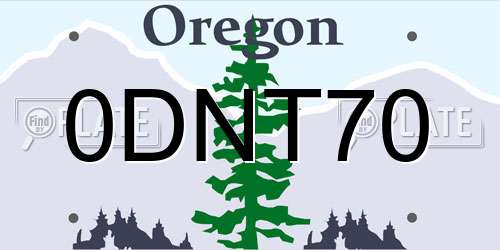 0DNT70 Oregon License Plate