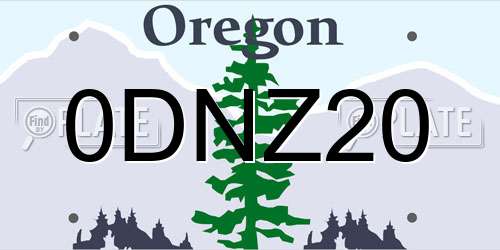 0DNZ20 Oregon License Plate