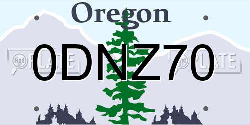 0DNZ70 Oregon License Plate