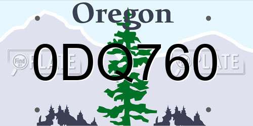 0DQ760 Oregon License Plate