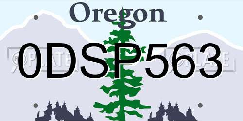 0DSP563 Oregon License Plate