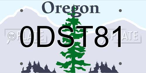 0DST81 Oregon License Plate