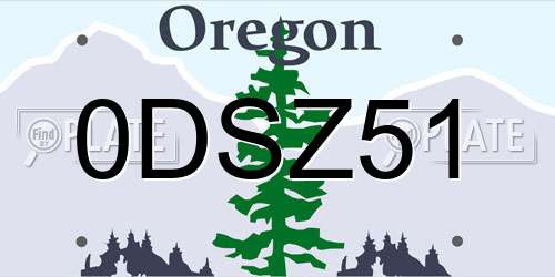 0DSZ51 Oregon License Plate