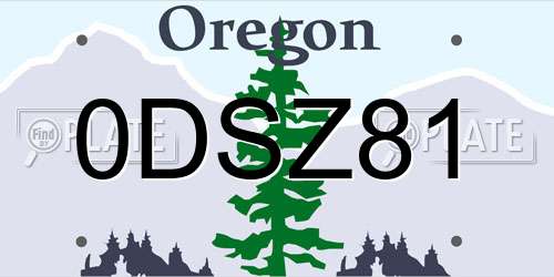 0DSZ81 Oregon License Plate