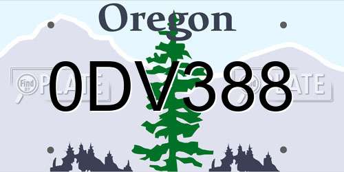 0DV388 Oregon License Plate